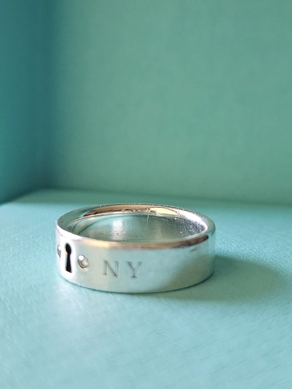 Tiffany & Co. Silver Keyhole Accent Band - Silver